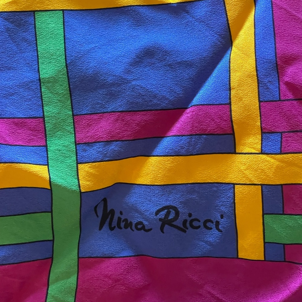 Vintage Nina Ricci Vibrant Geometric Scarf